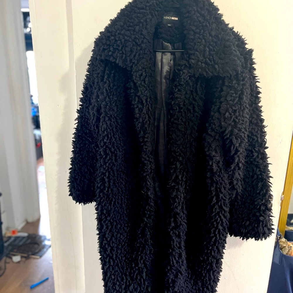 Fashion nova long fuzzy coat